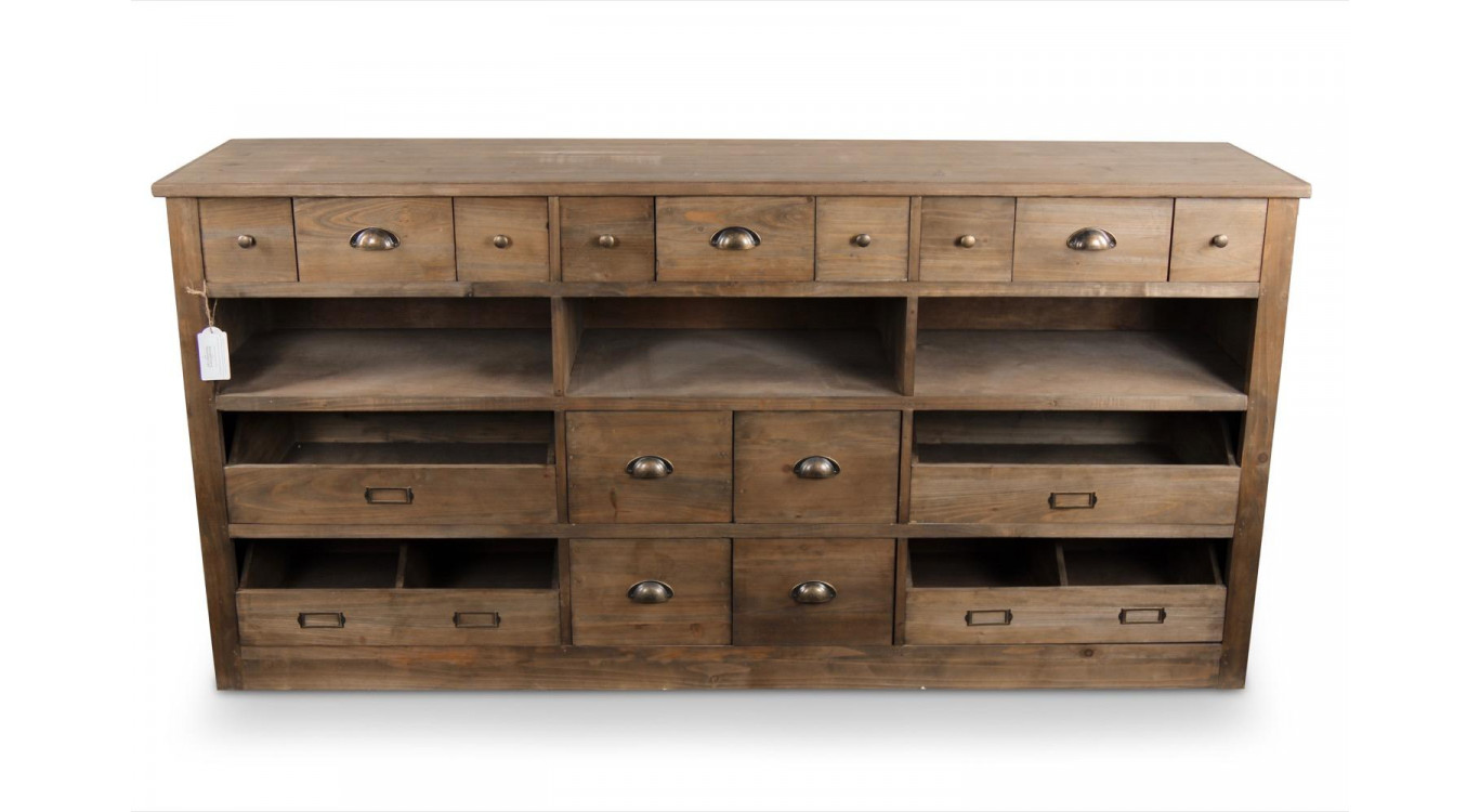 Wochenmöbel Chiffonnier Grainetier Holz 13 Schubladen Braun 183x45x89.5cm