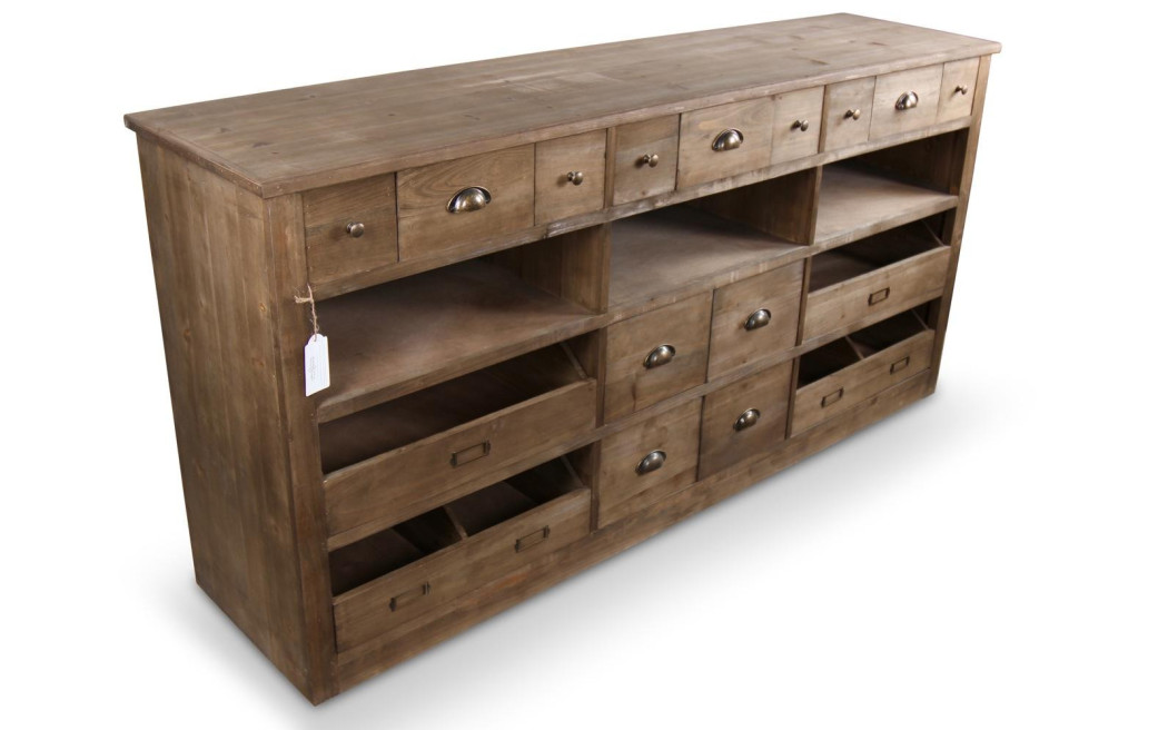 Wochenmöbel Chiffonnier Grainetier Holz 13 Schubladen Braun 183x45x89.5cm
