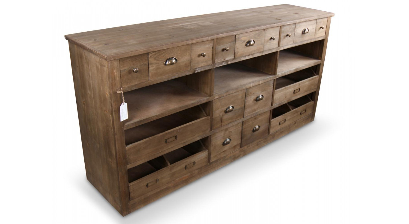 Wochenmöbel Chiffonnier Grainetier Holz 13 Schubladen Braun 183x45x89.5cm
