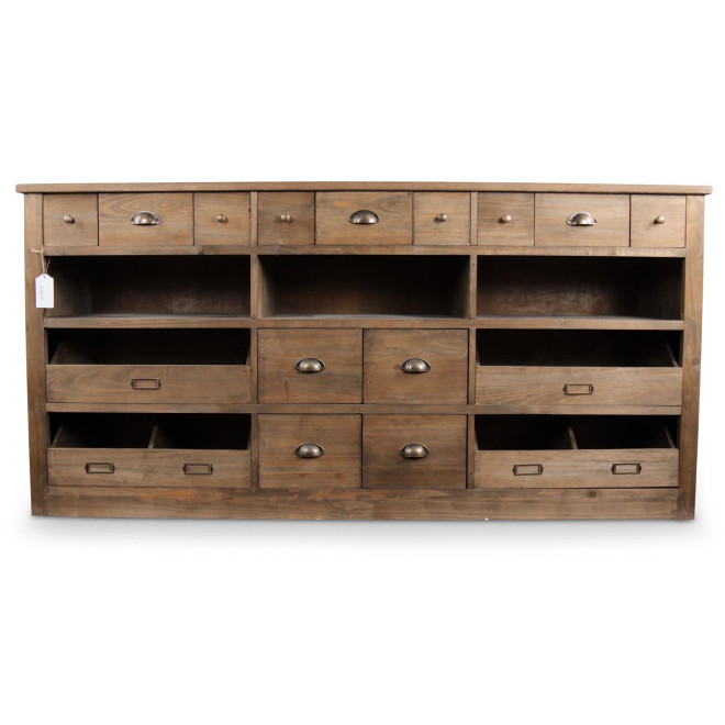 Wochenmöbel Chiffonnier Grainetier Holz 13 Schubladen Braun 183x45x89.5cm