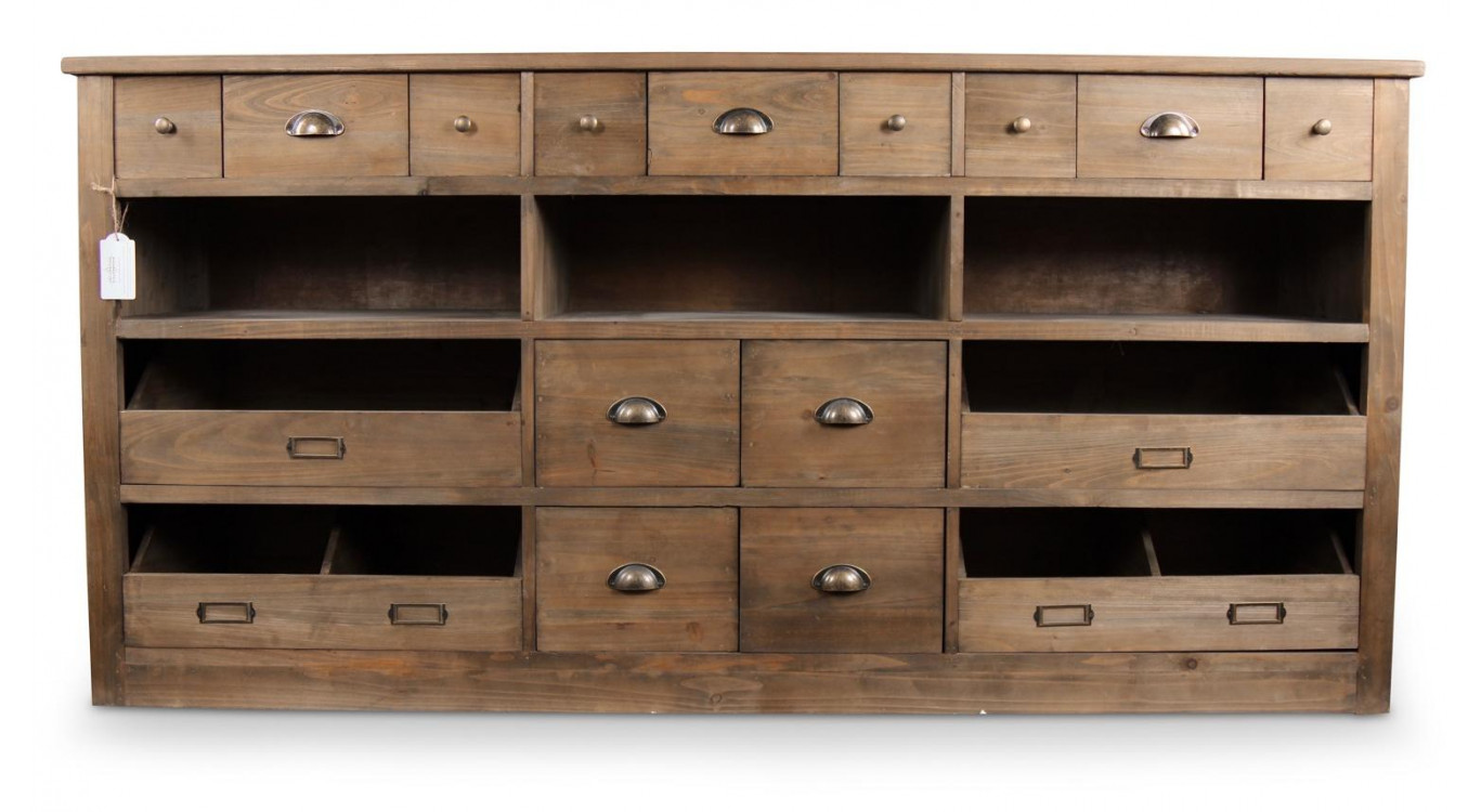 Wochenmöbel Chiffonnier Grainetier Holz 13 Schubladen Braun 183x45x89.5cm