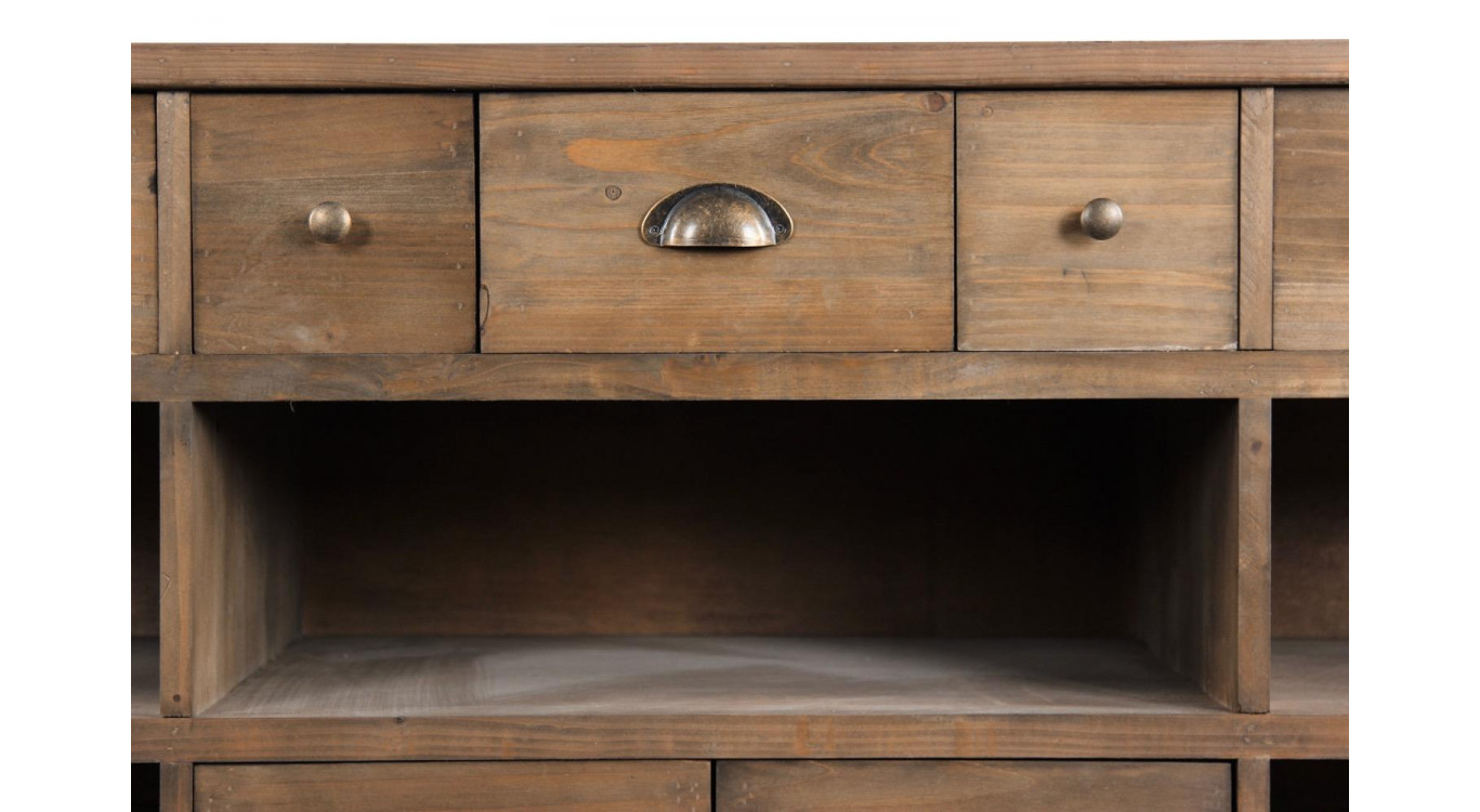 Wochenmöbel Chiffonnier Grainetier Holz 13 Schubladen Braun 183x45x89.5cm