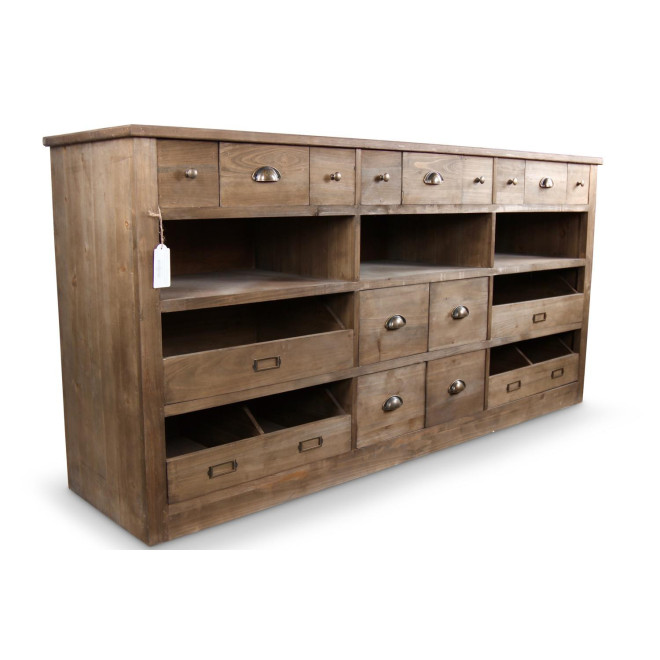 Wochenmöbel Chiffonnier Grainetier Holz 13 Schubladen Braun 183x45x89.5cm