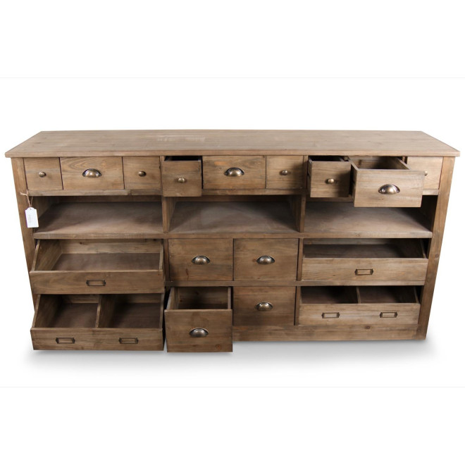 Wochenmöbel Chiffonnier Grainetier Holz 13 Schubladen Braun 183x45x89.5cm