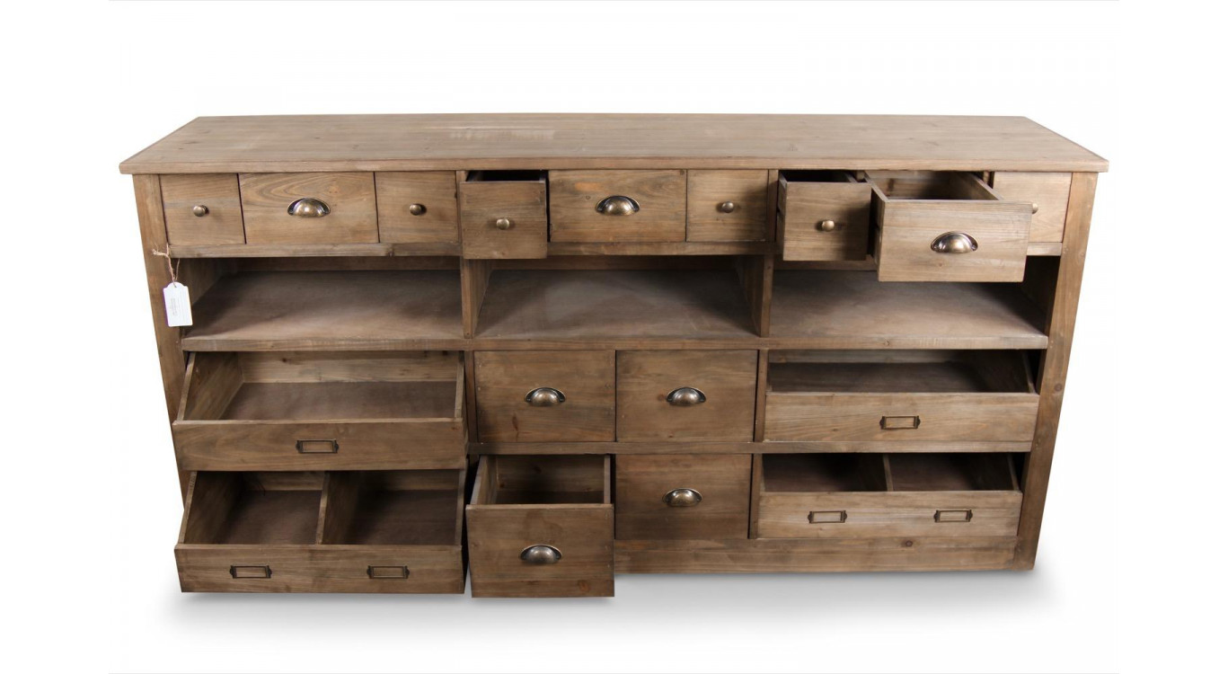 Wochenmöbel Chiffonnier Grainetier Holz 13 Schubladen Braun 183x45x89.5cm