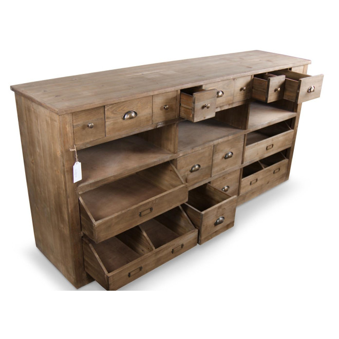 Wochenmöbel Chiffonnier Grainetier Holz 13 Schubladen Braun 183x45x89.5cm