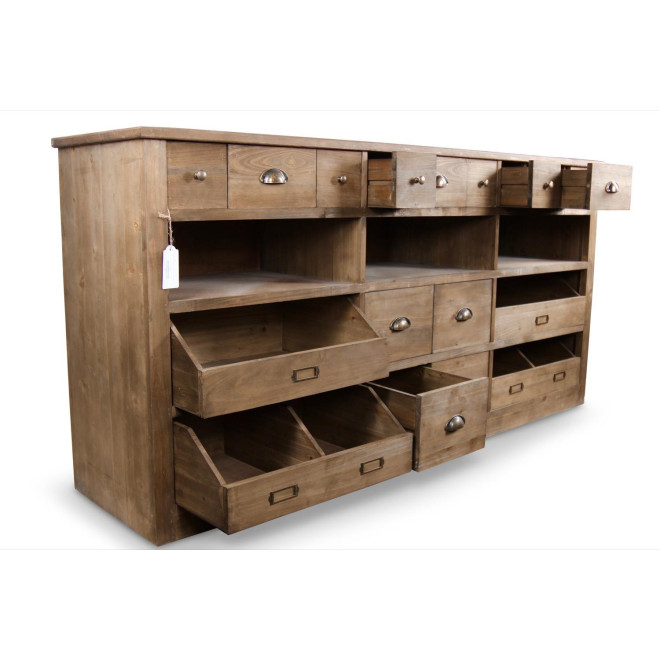 Wochenmöbel Chiffonnier Grainetier Holz 13 Schubladen Braun 183x45x89.5cm