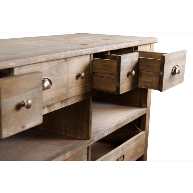Wochenmöbel Chiffonnier Grainetier Holz 13 Schubladen Braun 183x45x89.5cm