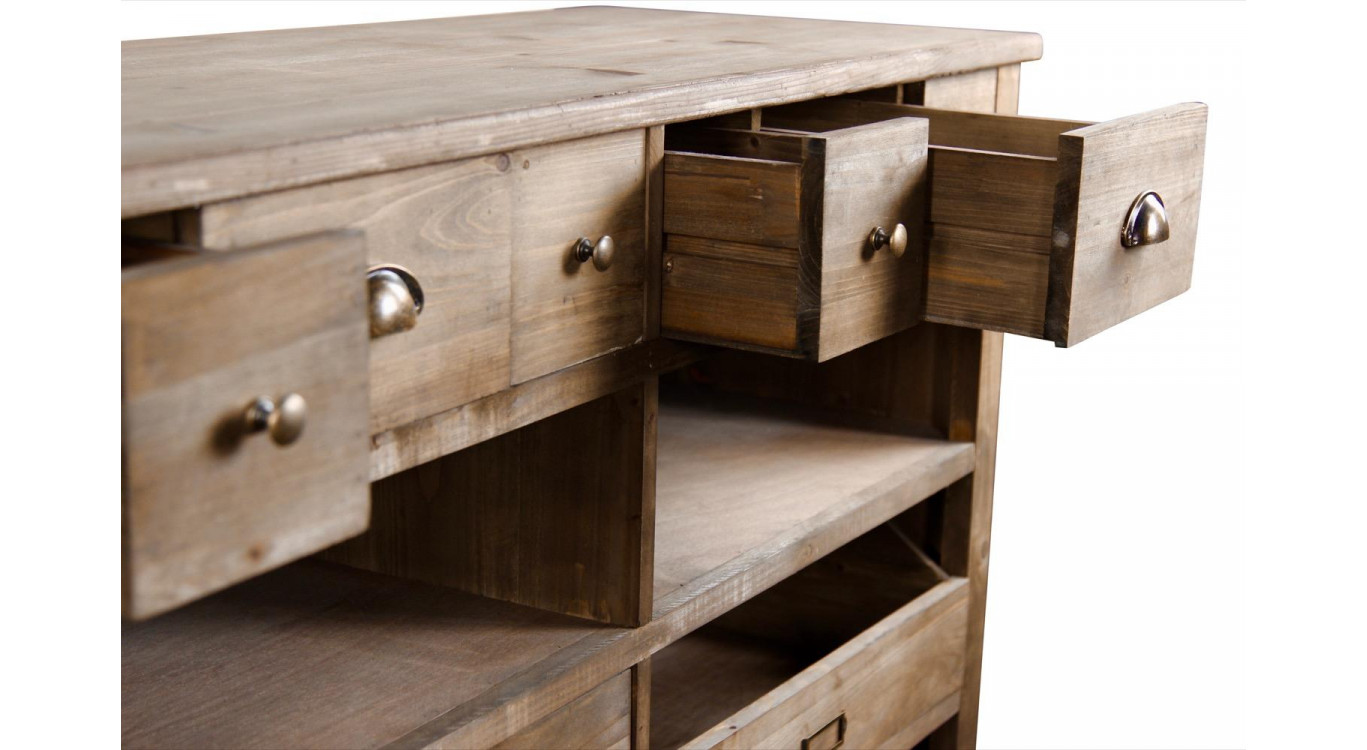Wochenmöbel Chiffonnier Grainetier Holz 13 Schubladen Braun 183x45x89.5cm