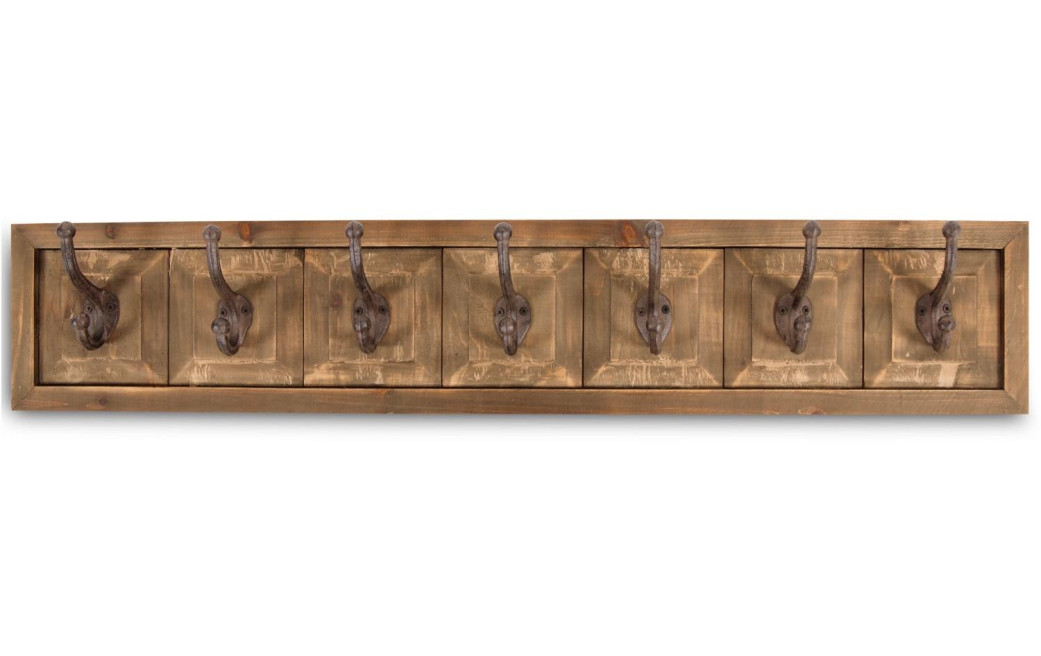 Patère Portemanteau Bois 7 Accroches Marron 90x8.5x17cm Patère Portemanteau Bois 7 Accroches Marron 90x8.5x17cm
