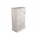 Comò 17 cassetti in legno cerato bianco nudo 75.5x34x116cm