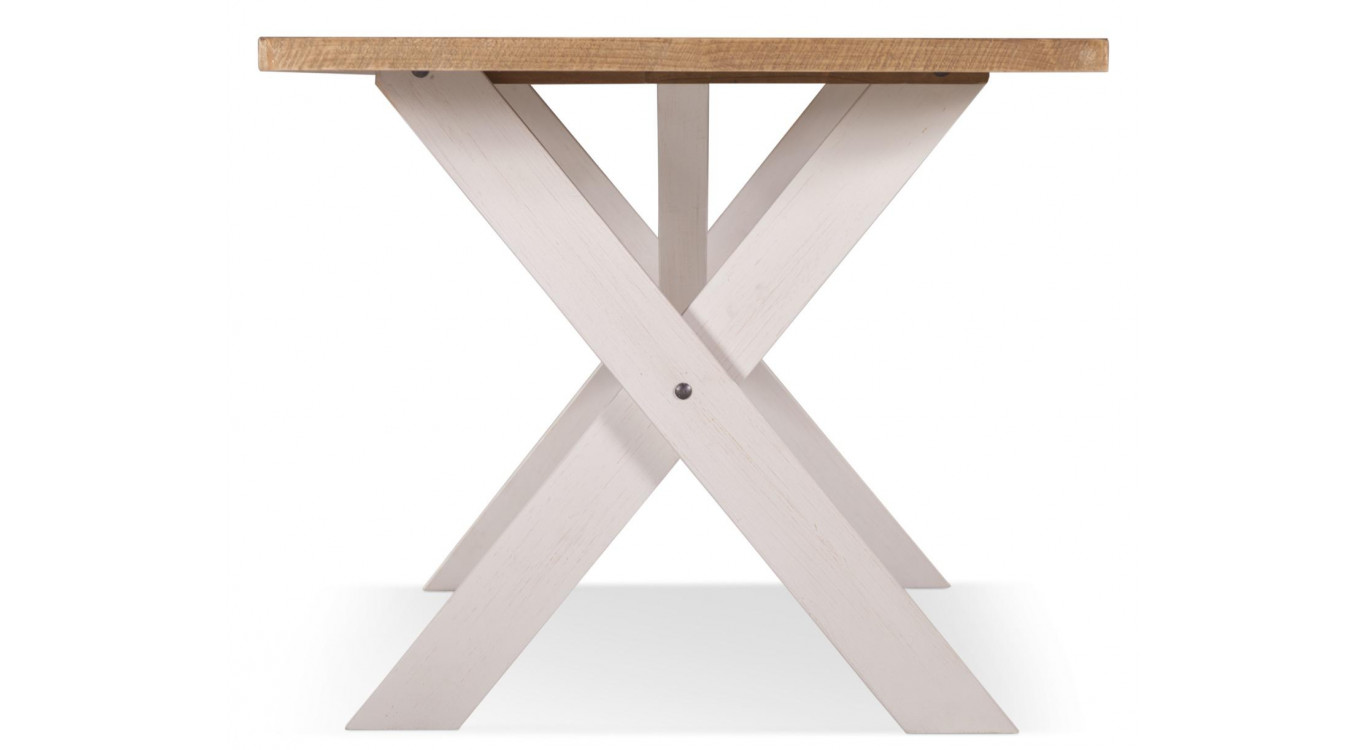 Table Rectangulaire Bois Blanc Césuré 234x93.5x79cm
