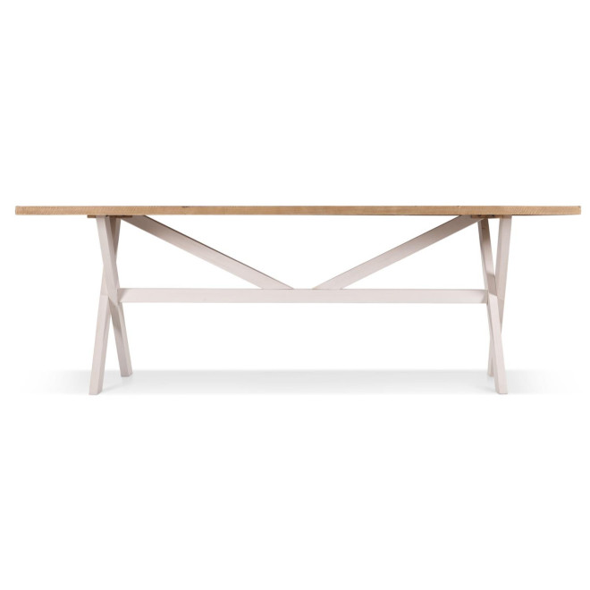 Table Rectangulaire Bois Blanc Césuré 234x93.5x79cm