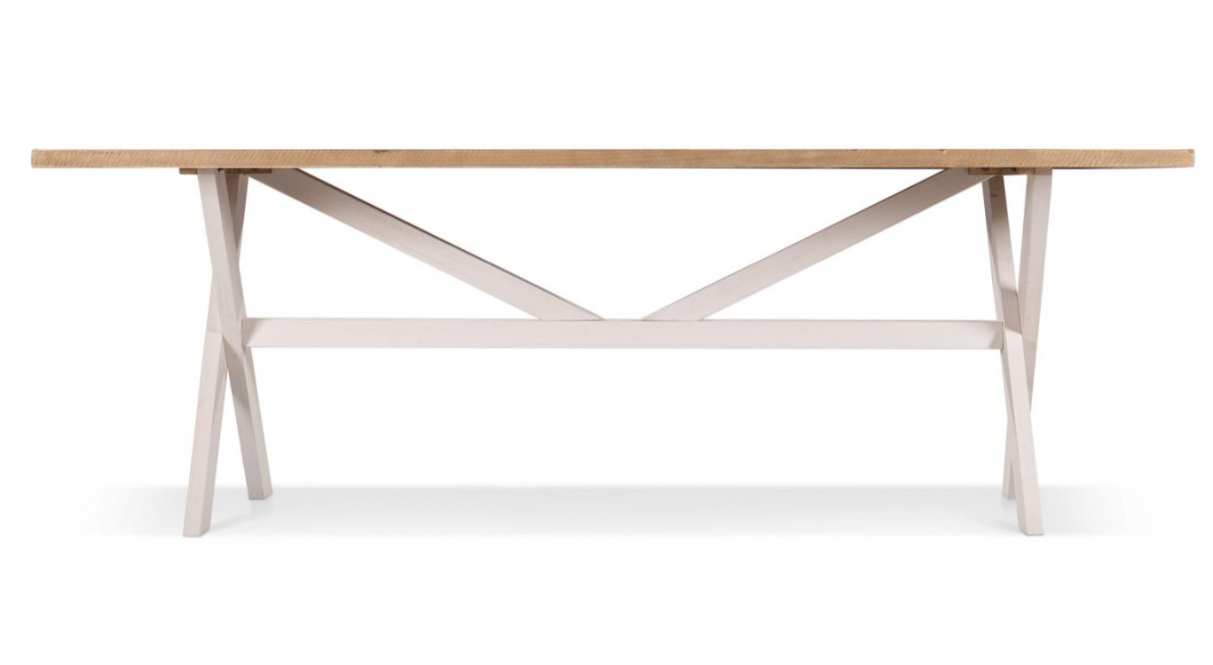 Table Rectangulaire Bois Blanc Césuré 234x93.5x79cm