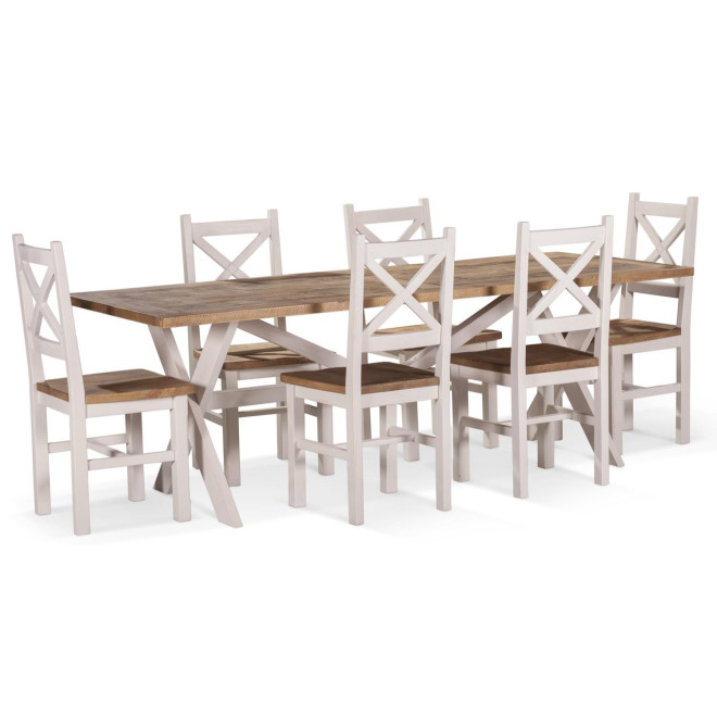 Rechteckiger Holztisch Weiß Zesuriert 234x93.5x79cm