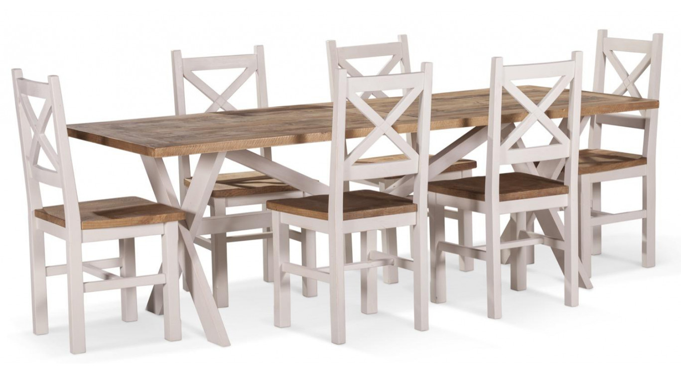 Rechteckiger Holztisch Weiß Zesuriert 234x93.5x79cm