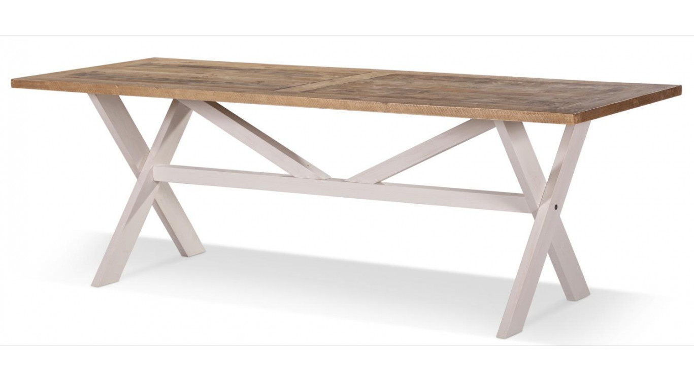 Table Rectangulaire Bois Blanc Césuré 234x93.5x79cm