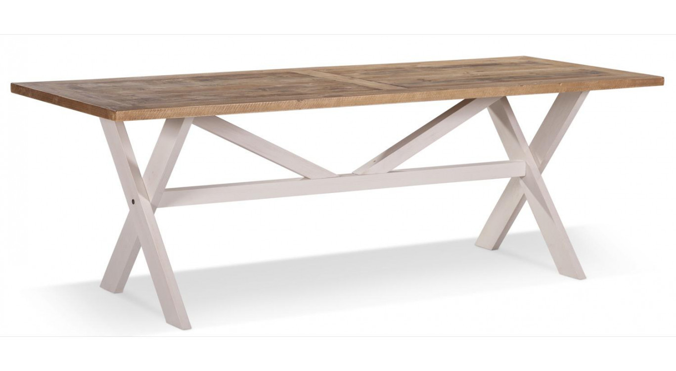Table Rectangulaire Bois Blanc Césuré 234x93.5x79cm