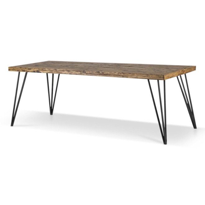 Table Rectangulaire Bois Fer Forgé Marron 220x90x80cm