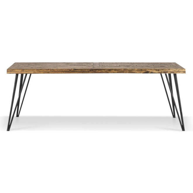 Table Rectangulaire Bois Fer Forgé Marron 220x90x80cm
