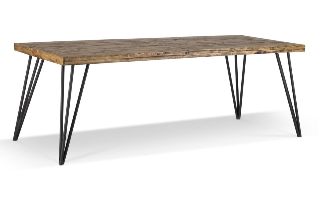 Table Rectangulaire Bois Fer Forgé Marron 220x90x80cm