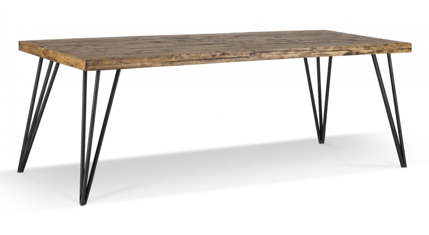 Rechteckiger Tisch Holz Schmiedeeisen Braun 220x90x80cm
