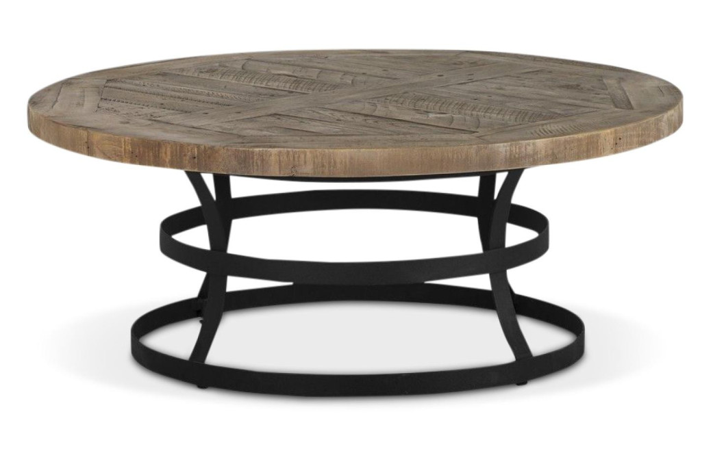 Table Basse Ronde Bois Marron 100x100x40.5cm