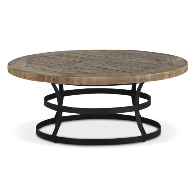 Table Basse Ronde Bois Marron 100x100x40.5cm