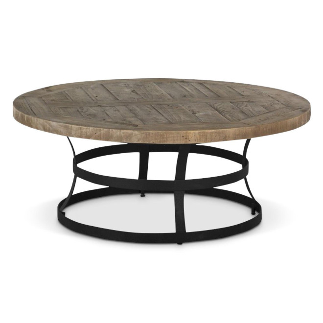 Table Basse Ronde Bois Marron 100x100x40.5cm