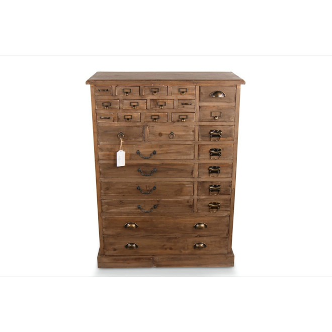 Meuble Semainier Chiffonnier Grainetier Bois 27 Tiroirs Marron 81x37.5x109.5cm