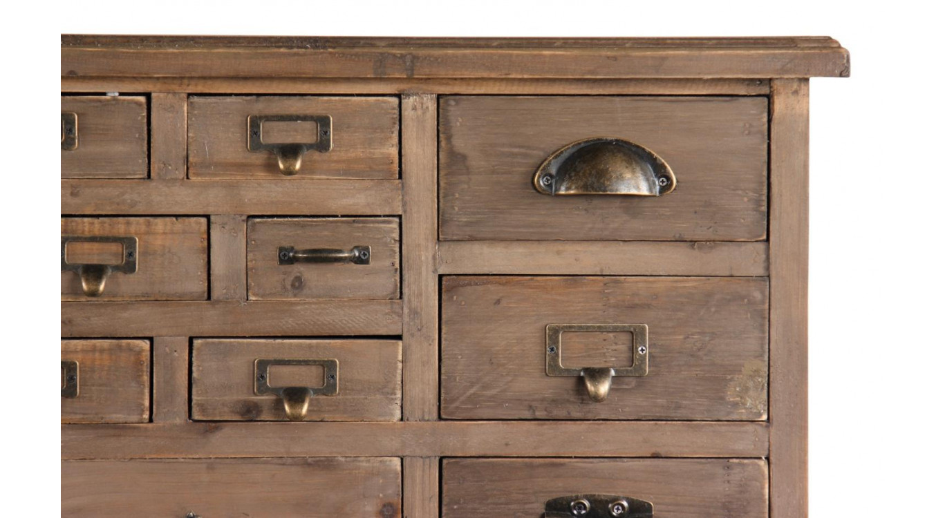 Meuble Semainier Chiffonnier Grainetier Bois 27 Tiroirs Marron 81x37.5x109.5cm