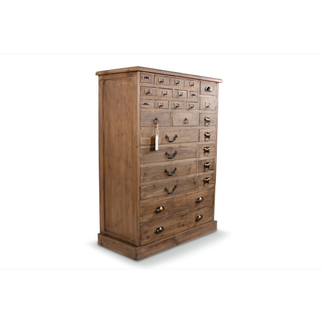 Meuble Semainier Chiffonnier Grainetier Bois 27 Tiroirs Marron 81x37.5x109.5cm