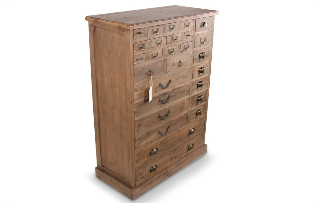 Meuble Semainier Chiffonnier Grainetier Bois 27 Tiroirs Marron 81x37.5x109.5cm