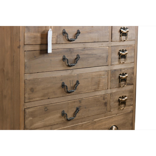 Meuble Semainier Chiffonnier Grainetier Bois 27 Tiroirs Marron 81x37.5x109.5cm