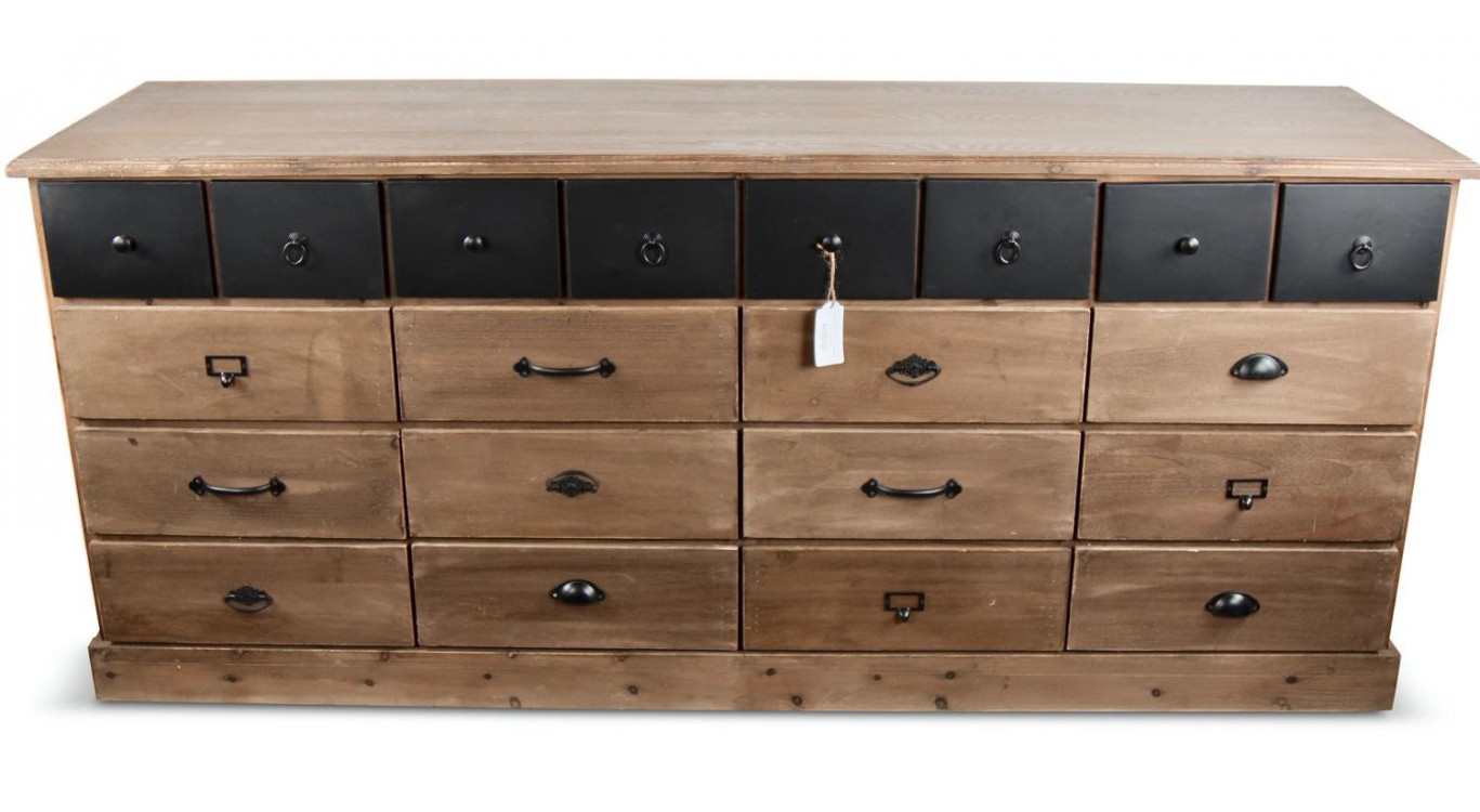 Wochenmöbel Chiffonnier Grainetier Holz 13 Schubladen Braun 199x55x85cm