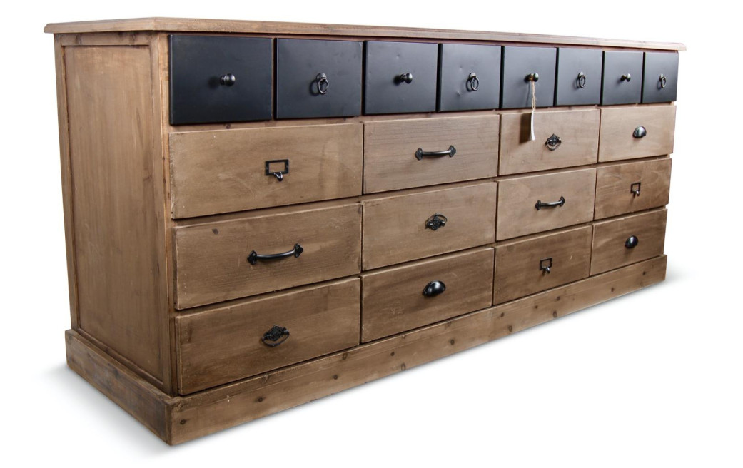 Wochenmöbel Chiffonnier Grainetier Holz 13 Schubladen Braun 199x55x85cm
