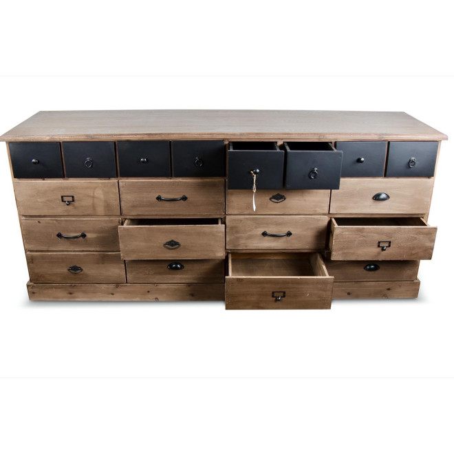 Wochenmöbel Chiffonnier Grainetier Holz 13 Schubladen Braun 199x55x85cm