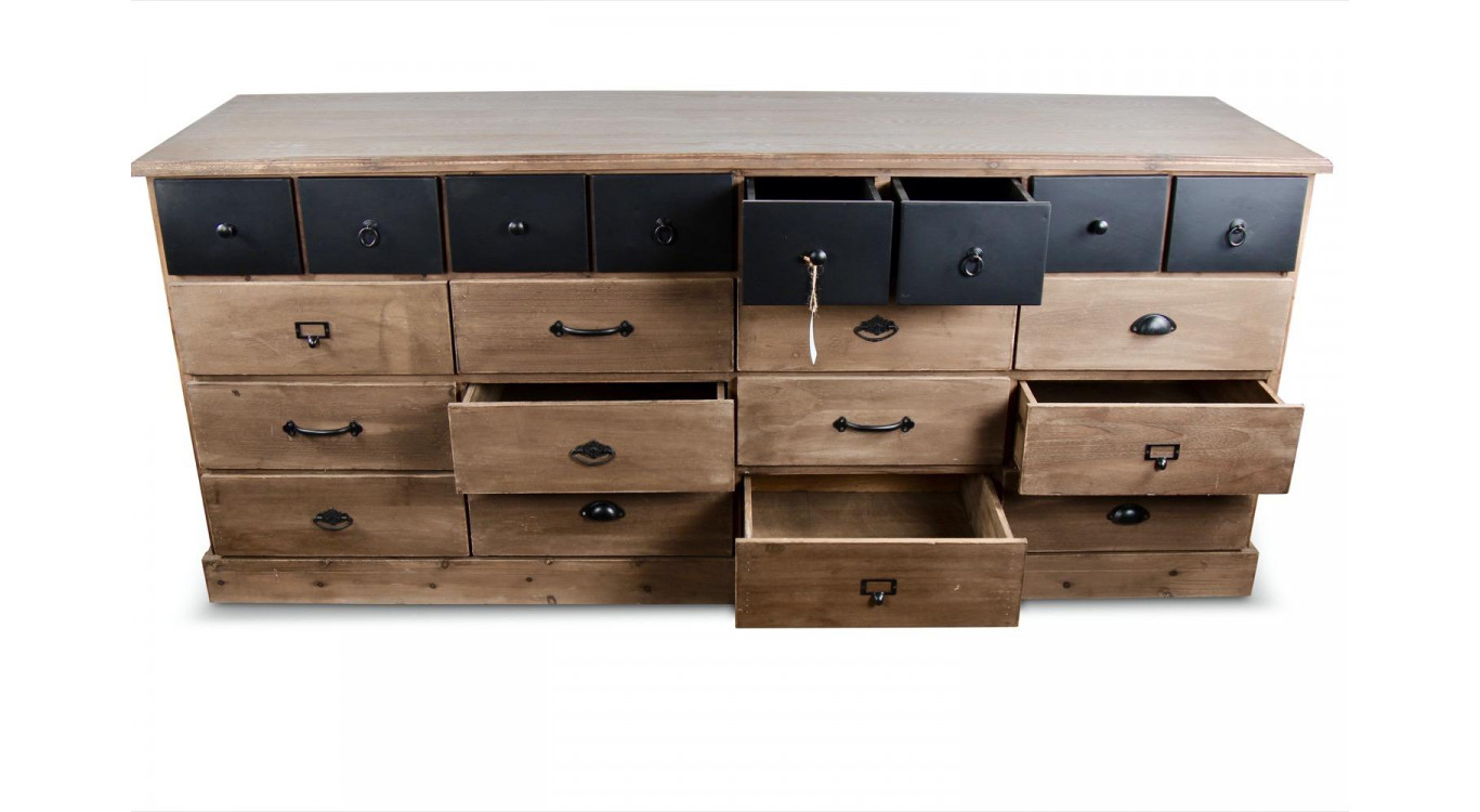 Wochenmöbel Chiffonnier Grainetier Holz 13 Schubladen Braun 199x55x85cm