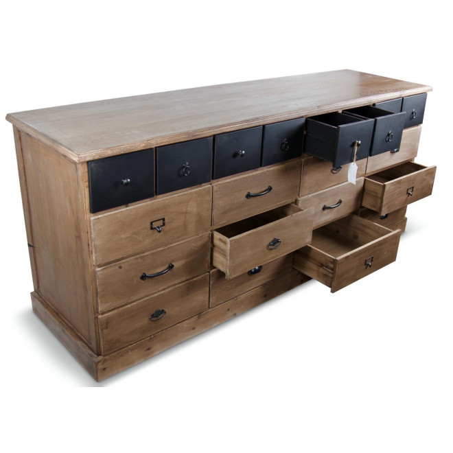 Wochenmöbel Chiffonnier Grainetier Holz 13 Schubladen Braun 199x55x85cm