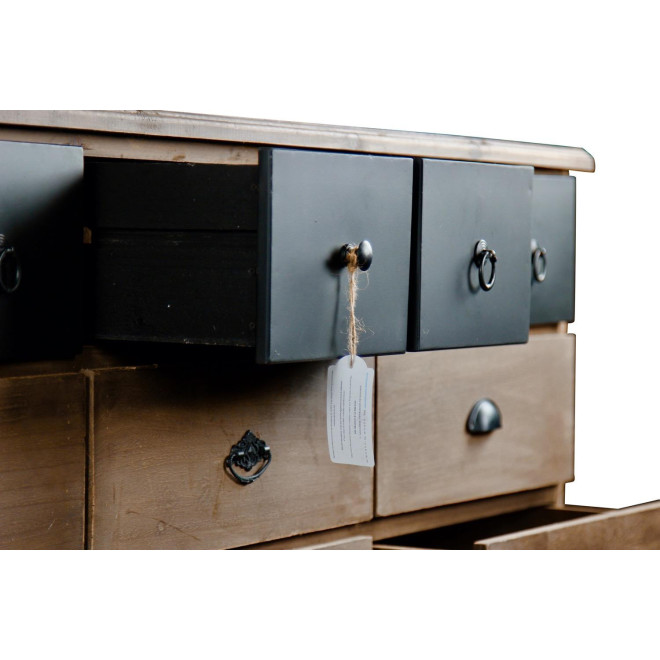 Meuble Semainier Chiffonnier Grainetier Bois 13 Tiroirs Marron 199x55x85cm