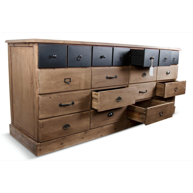 Wochenmöbel Chiffonnier Grainetier Holz 13 Schubladen Braun 199x55x85cm