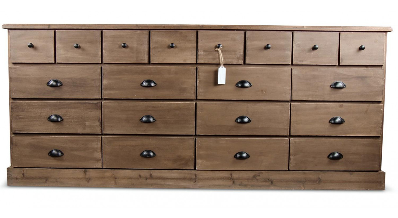 Wochenmöbel Chiffonnier Grainetier Holz 13 Schubladen Braun 199x55x85cm