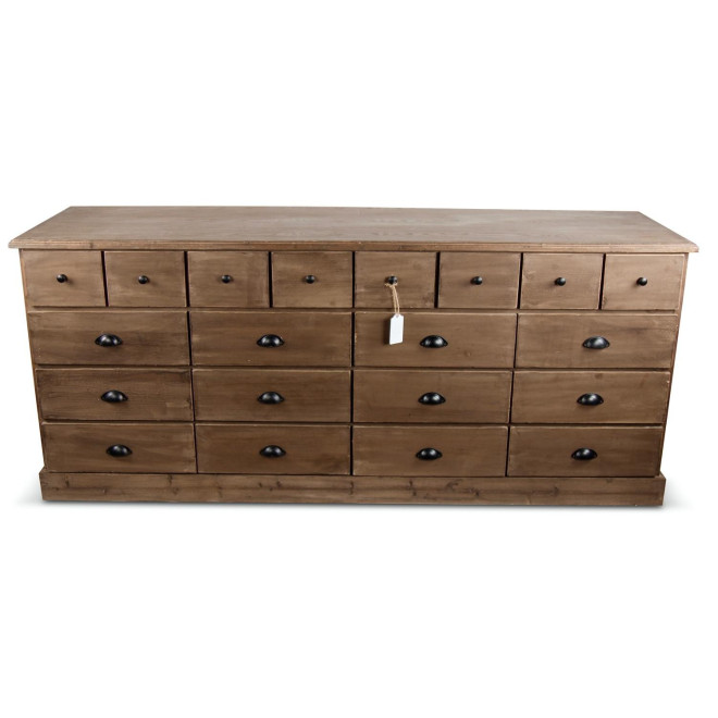 Meuble Semainier Chiffonnier Grainetier Bois 13 Tiroirs Marron 199x55x85cm