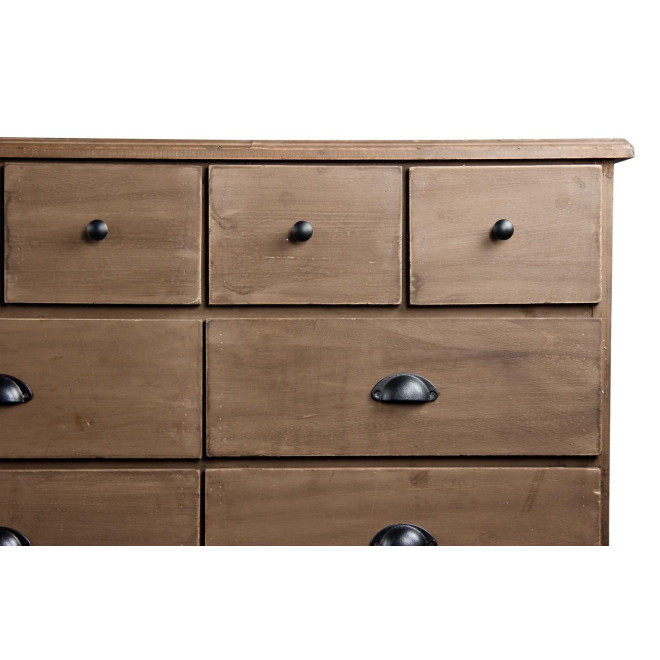 Meuble Semainier Chiffonnier Grainetier Bois 13 Tiroirs Marron 199x55x85cm