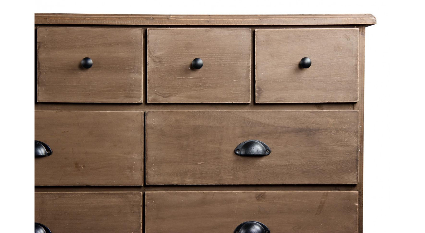 Wochenmöbel Chiffonnier Grainetier Holz 13 Schubladen Braun 199x55x85cm