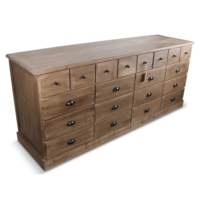 Meuble Semainier Chiffonnier Grainetier Bois 13 Tiroirs Marron 199x55x85cm