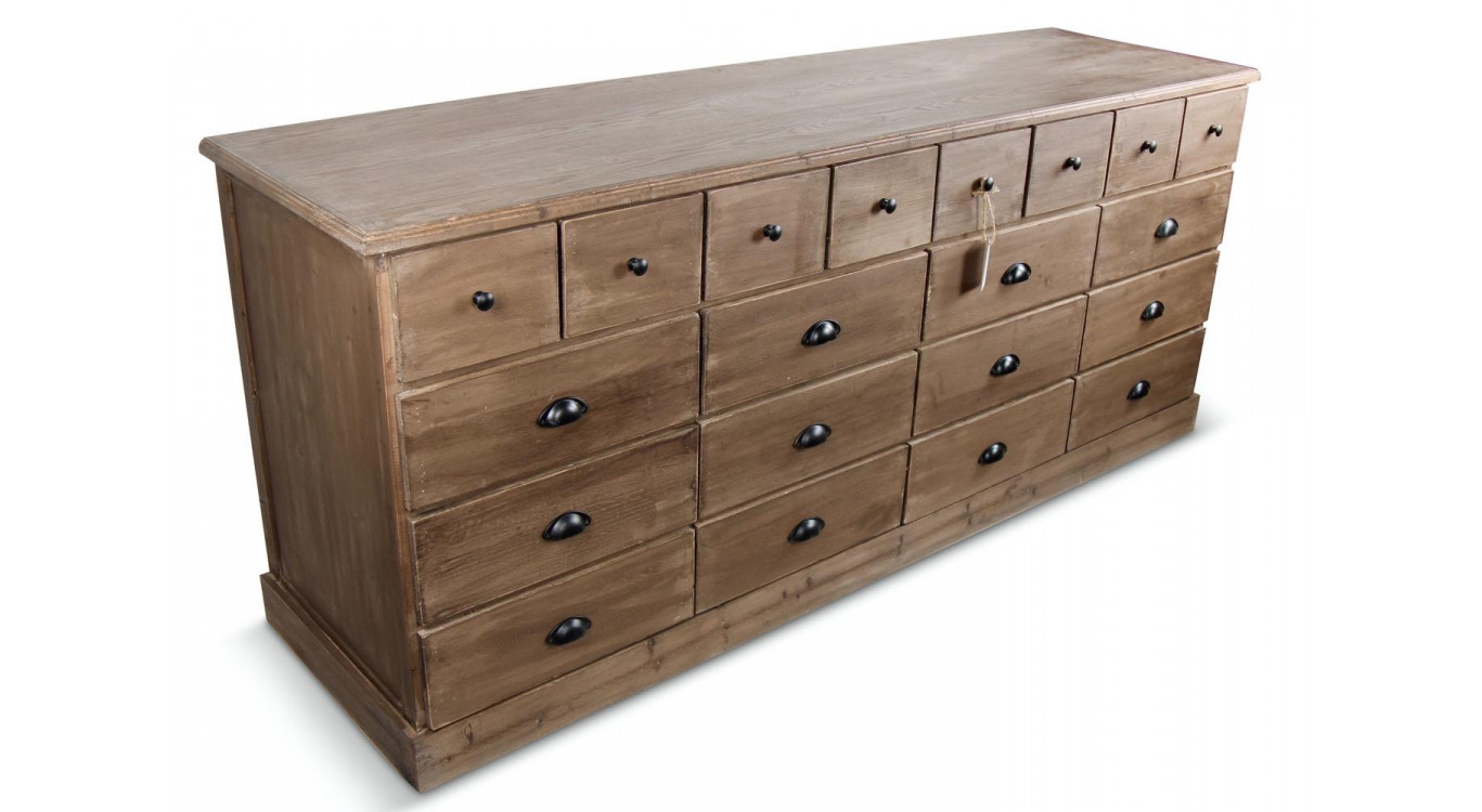 Wochenmöbel Chiffonnier Grainetier Holz 13 Schubladen Braun 199x55x85cm