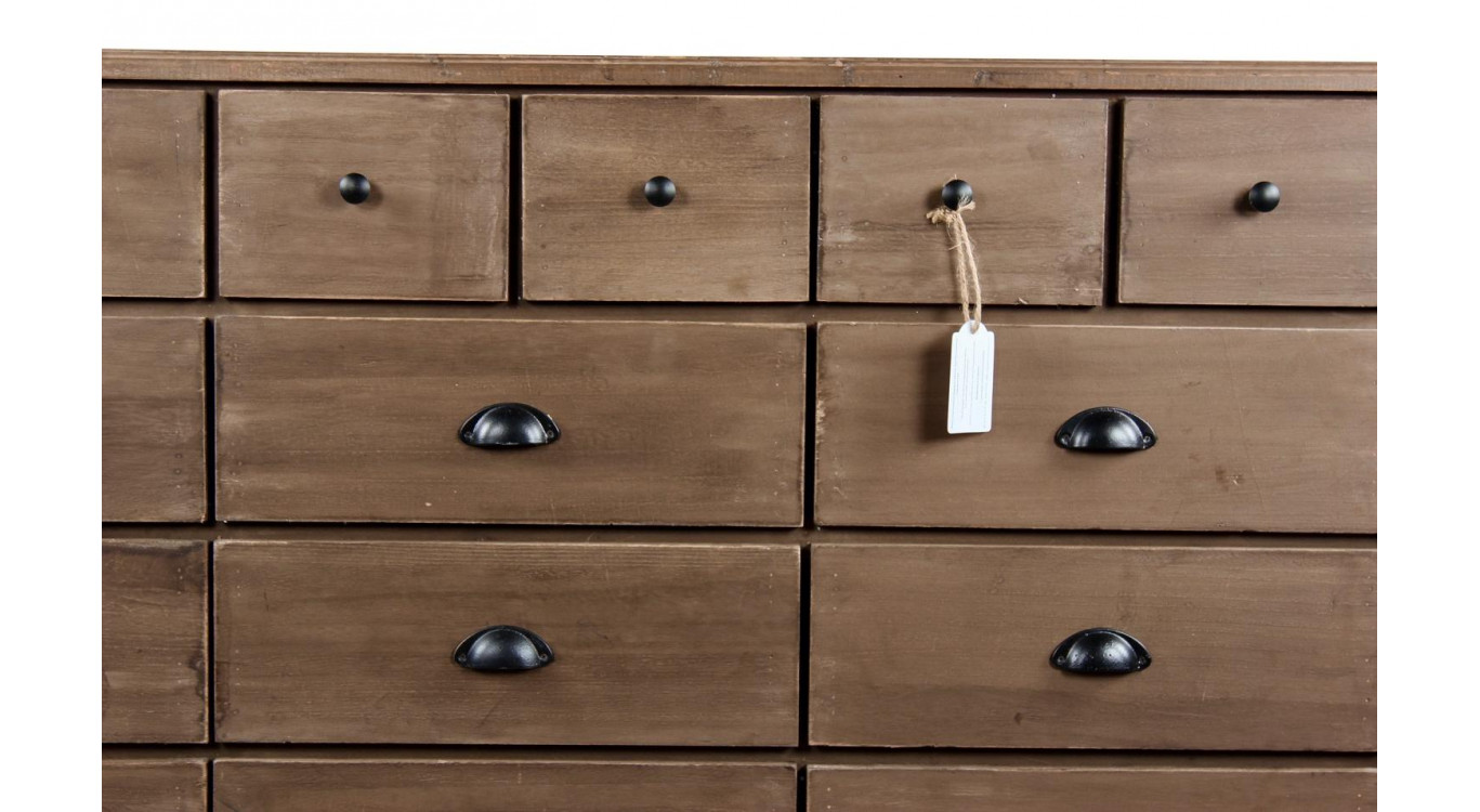 Meuble Semainier Chiffonnier Grainetier Bois 13 Tiroirs Marron 199x55x85cm