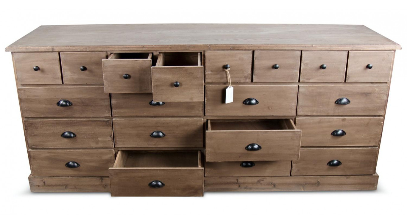 Wochenmöbel Chiffonnier Grainetier Holz 13 Schubladen Braun 199x55x85cm