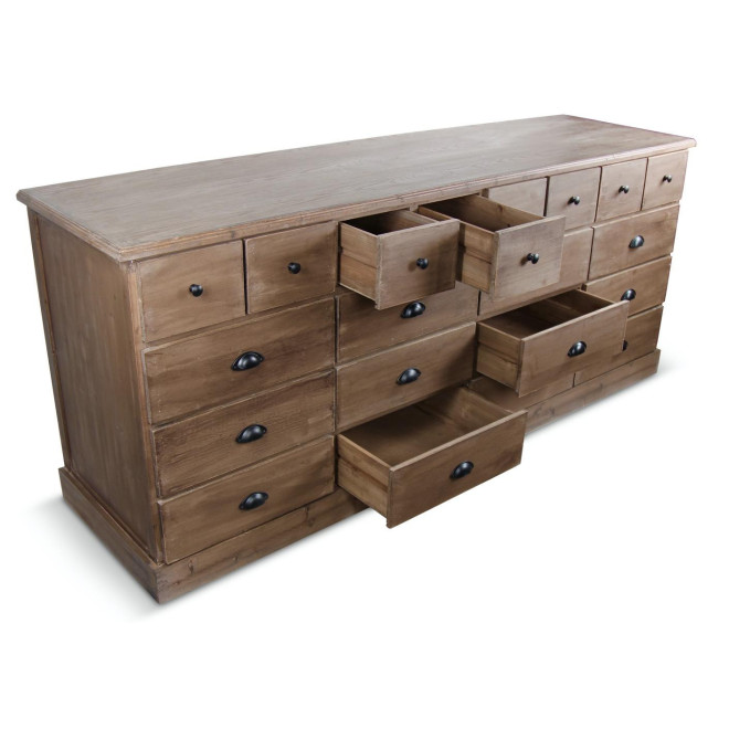 Wochenmöbel Chiffonnier Grainetier Holz 13 Schubladen Braun 199x55x85cm